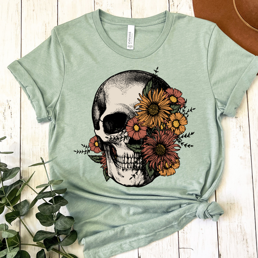 Skull Flowers Graphic Tee