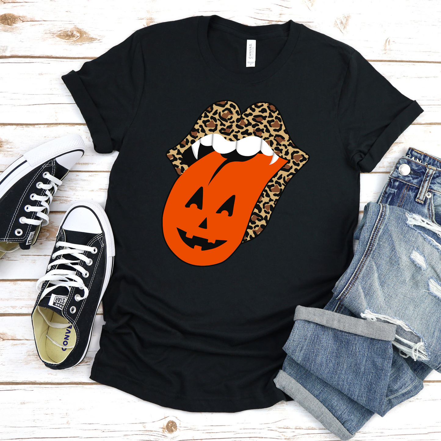 Halloween Pumpkin Tongue Graphic Tee