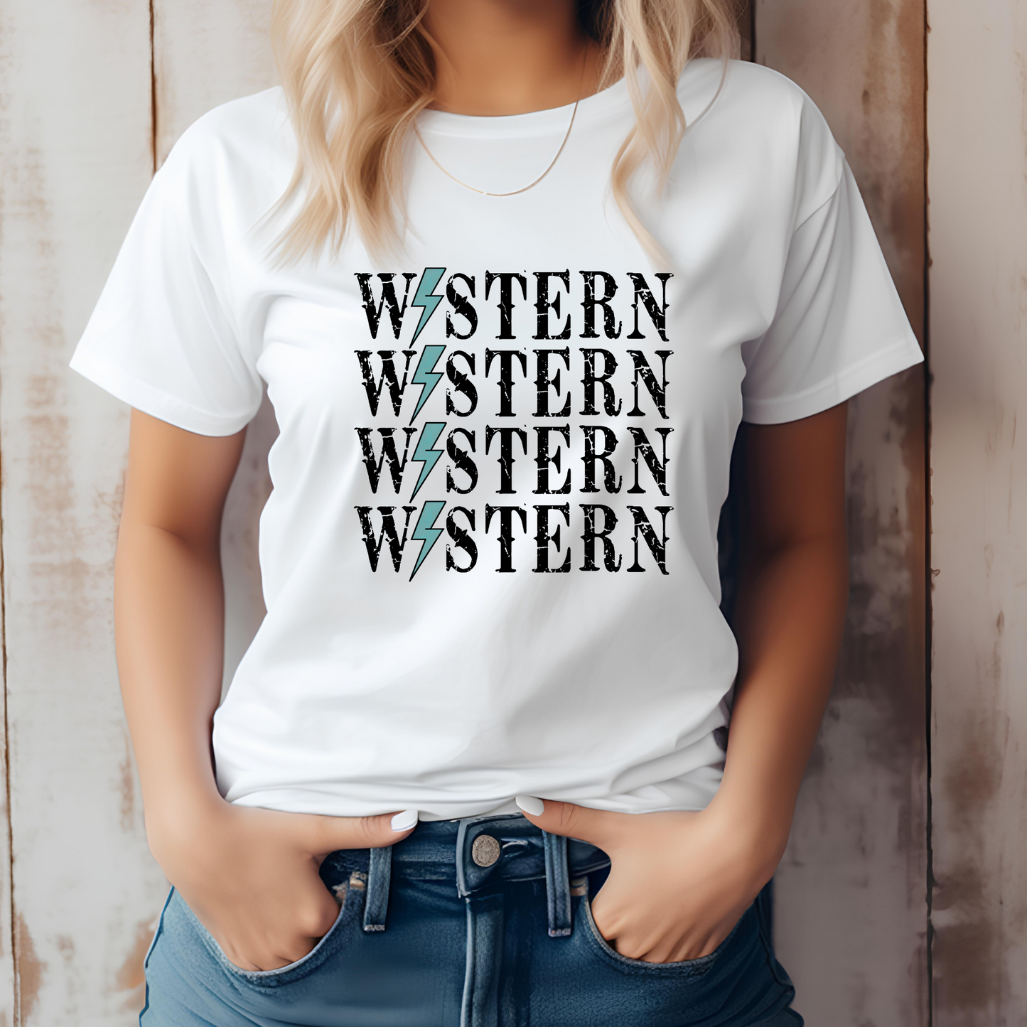 Western Turquoise Bolts Graphic Tee