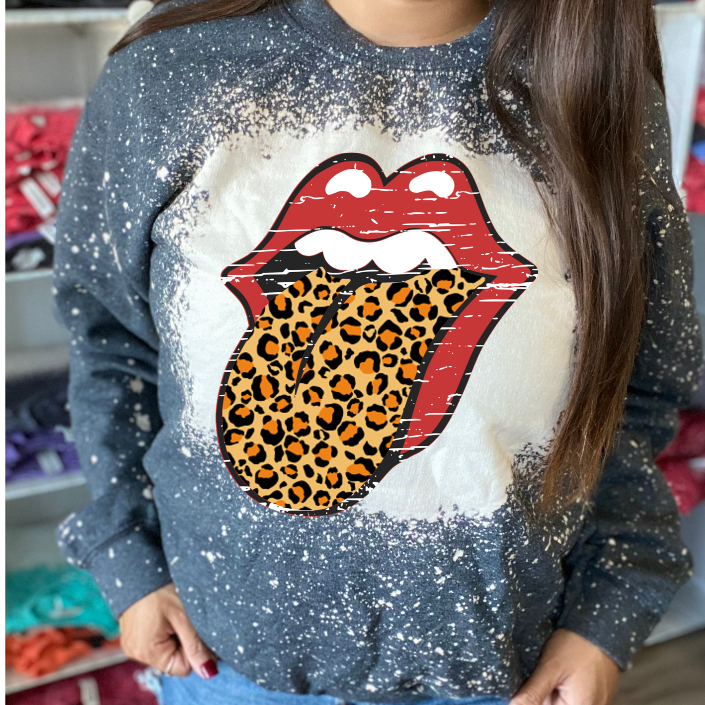 Leopard Tongue Bleached Sweatshirt