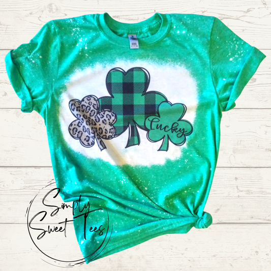 Lucky Clover St Patty's Day Bleached